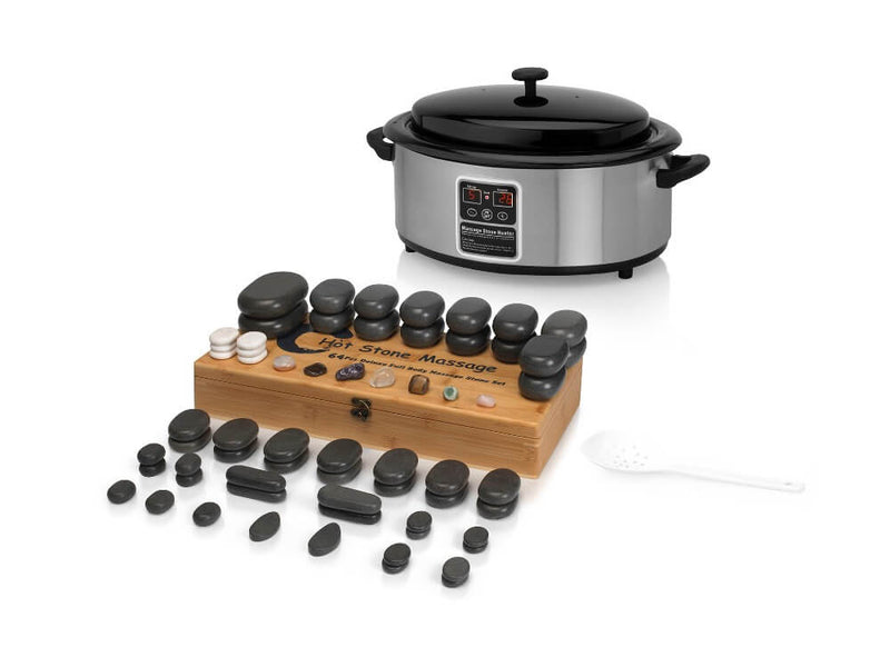 Hot-Stone-Set 6l Wärmegerät mit Display + 64 Steinen