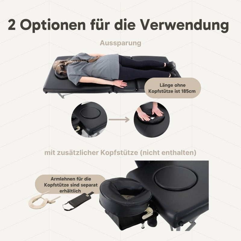 ZENGROWTH Klappbarer Massagetisch Athleten-Schwarz 63.5cm