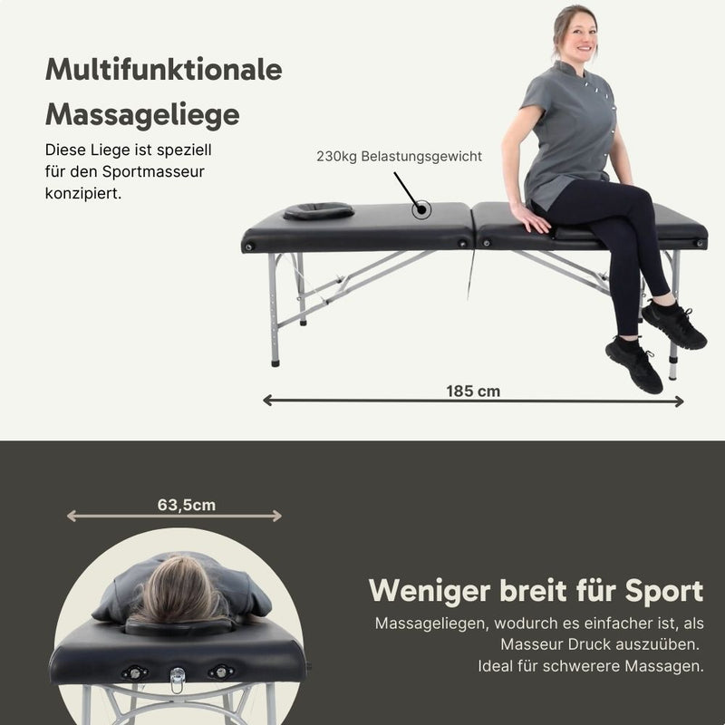 ZENGROWTH Klappbarer Massagetisch Athleten-Schwarz 63.5cm