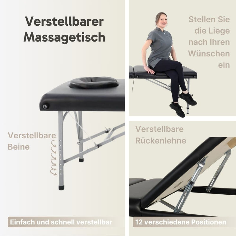 ZENGROWTH Klappbarer Massagetisch Athleten-Schwarz 63.5cm