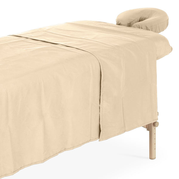 Mikrofaser-Spannbettlaken-Set Beige 80cm (inkl. Kopfstützenbezug und Decke)