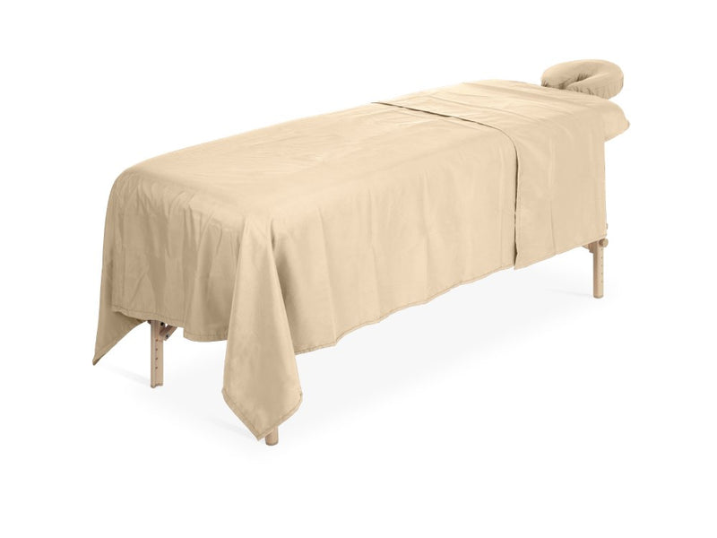 Mikrofaser-Spannbettlaken-Set Beige 80cm (inkl. Kopfstützenbezug und Decke)