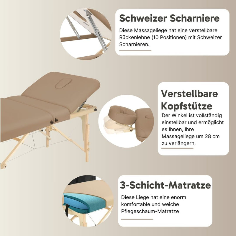 ZENGROWTH Klappbarer Massagetisch Nimman Mokka 71cm