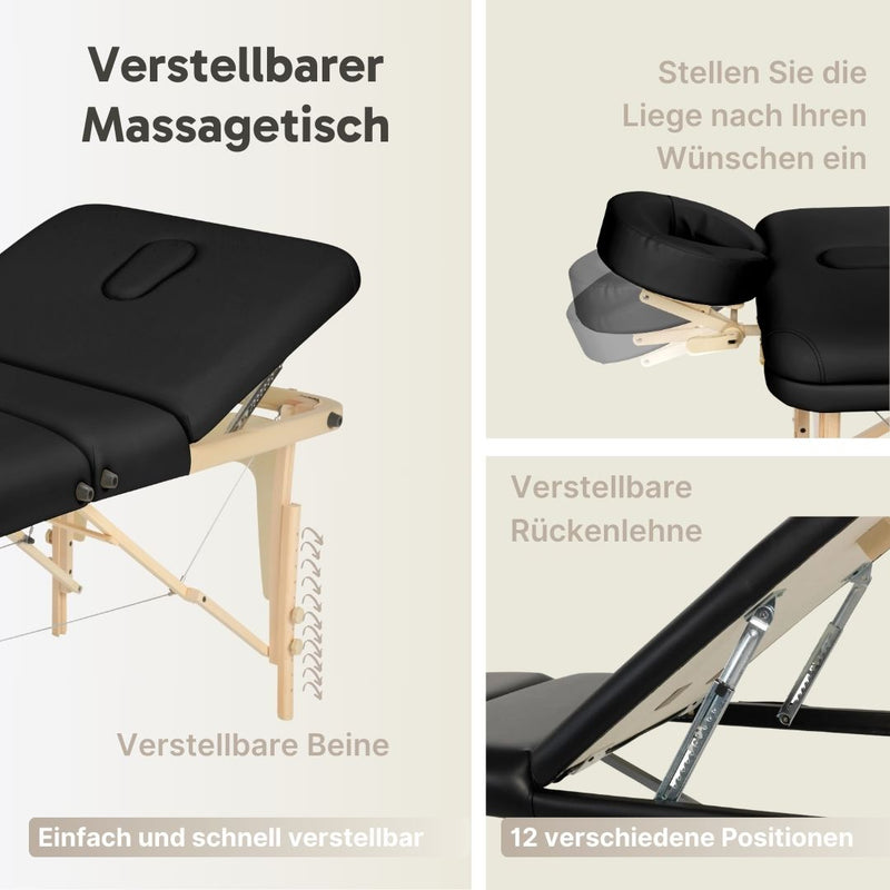 ZENGROWTH Klappbarer Massagetisch Nimman Schwarz 71cm