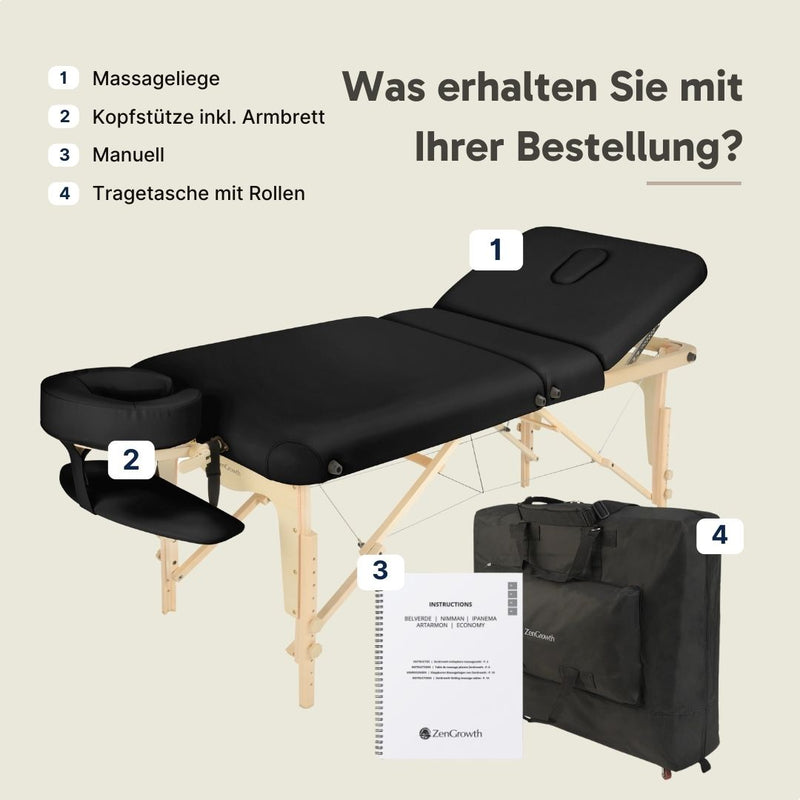 ZENGROWTH Klappbarer Massagetisch Nimman Schwarz 71cm