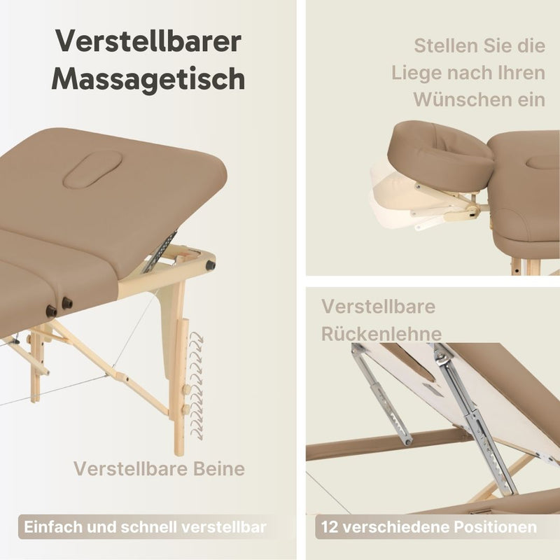 ZENGROWTH Klappbarer Massagetisch Nimman Mokka 71cm