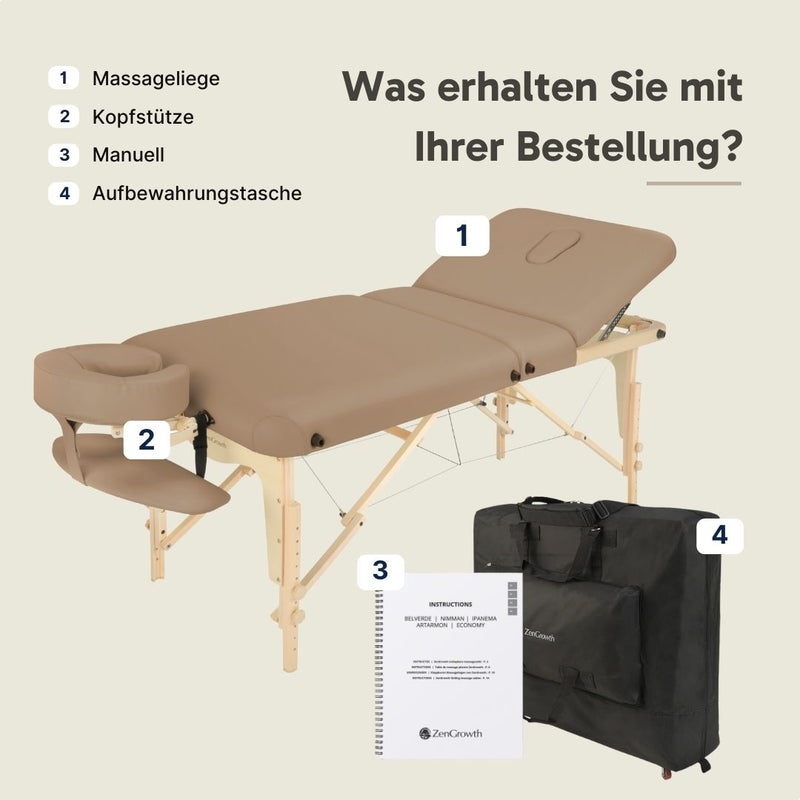 ZENGROWTH Klappbarer Massagetisch Nimman Mokka 71cm