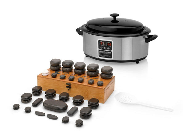 Hot-Stone-Set 6l Wärmegerät mit Display + 45 Steinen