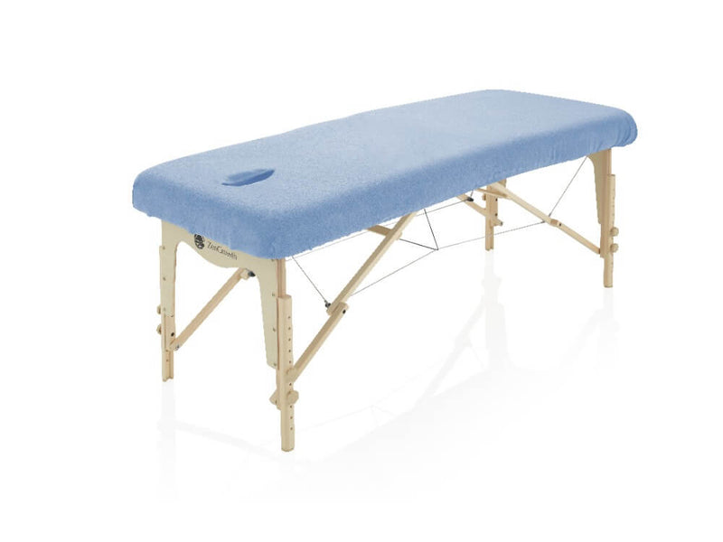 Frottee-Spannbetttuch Massageliege Hellblau mit Aussparung ZENGROWTH